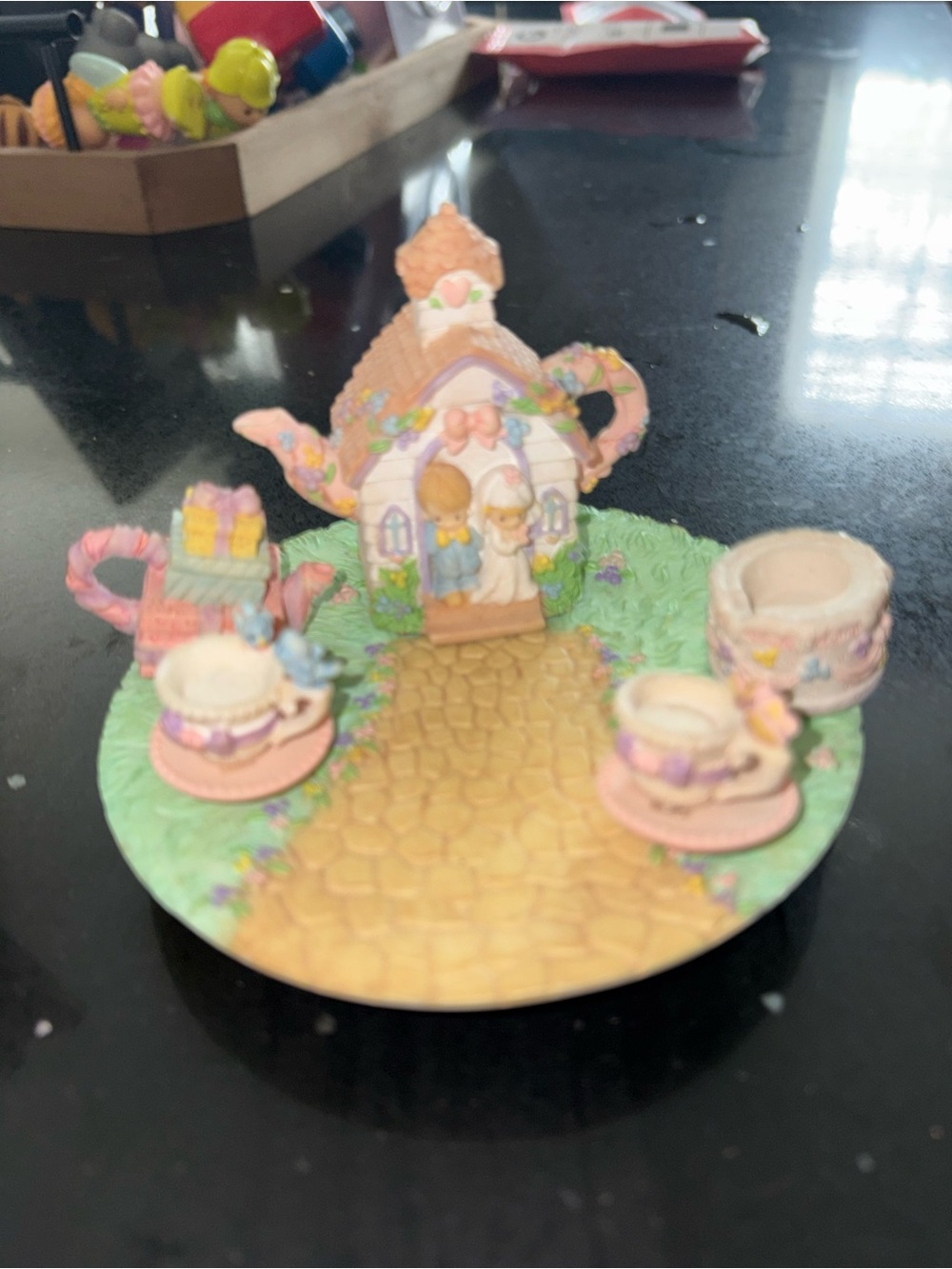 1998 Precious Moments Mini Wedding Tea Set by Enesco (Incomplete)